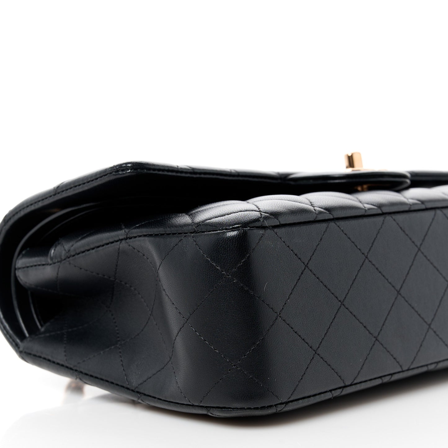 Lambskin Quilted Medium Double Flap Black