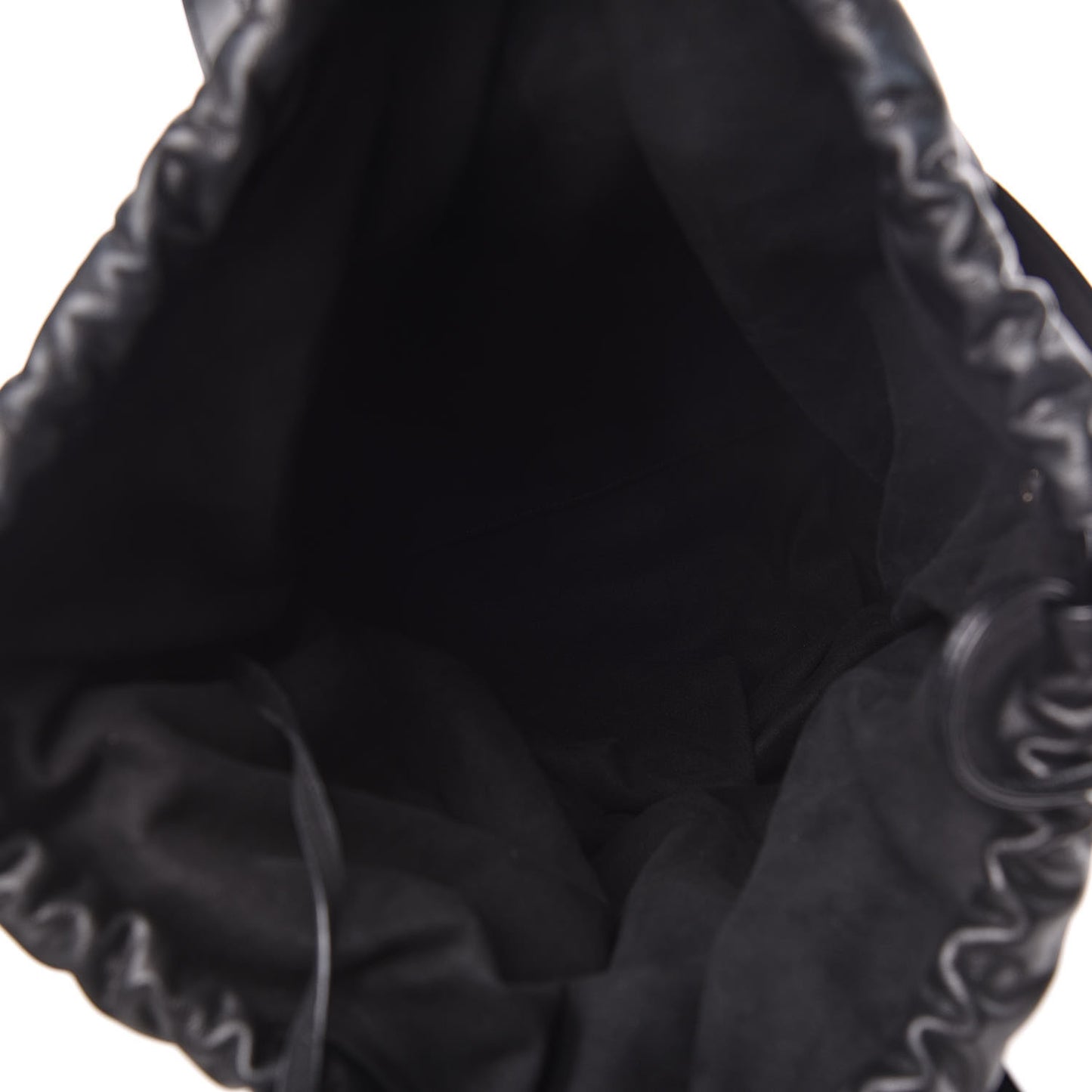 Canvas Calfskin Teddy Drawstring Shopping Tote White Black