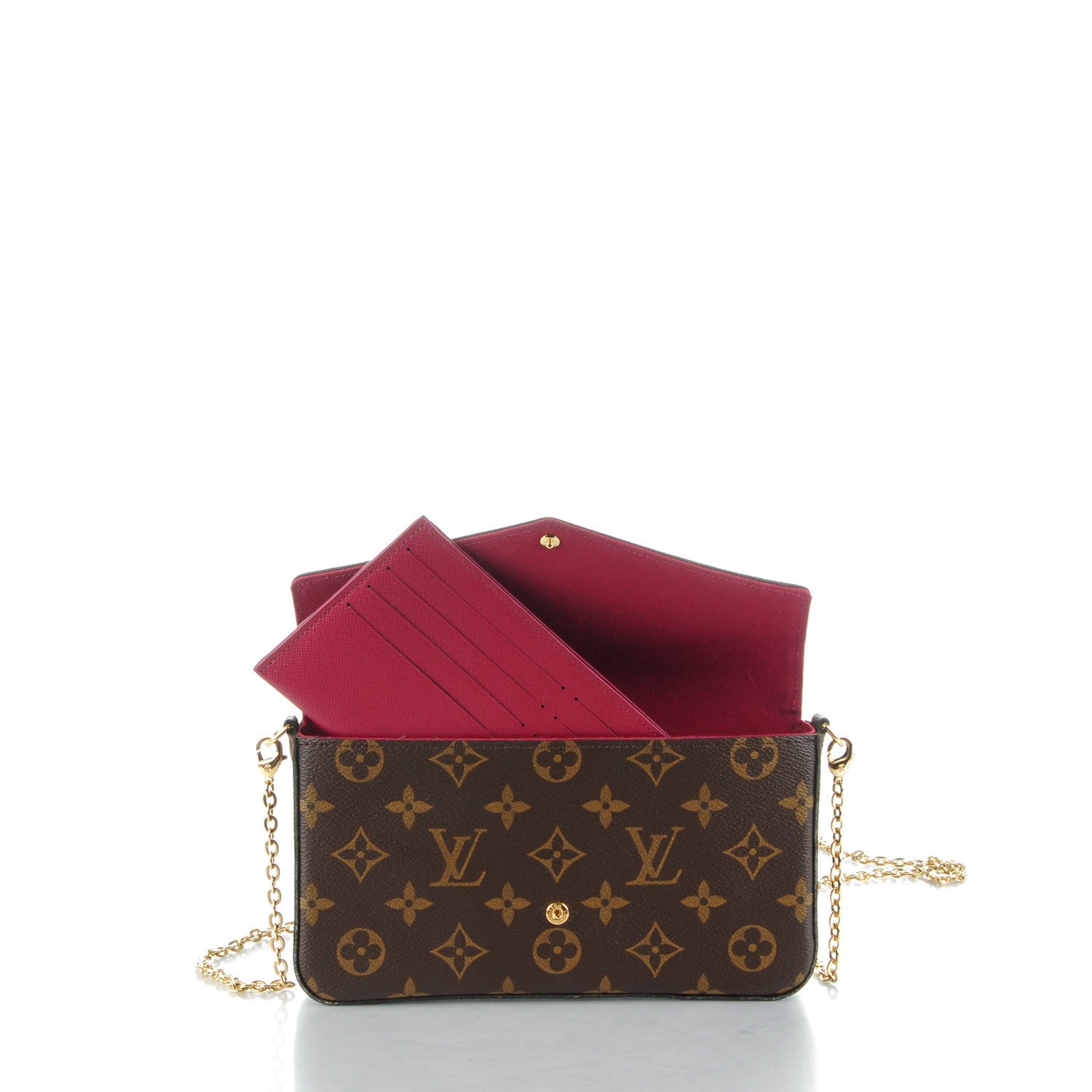 Louis Vuitton Monogram Pochette Felicie Chain Wallet Fuchsia 5 of 8