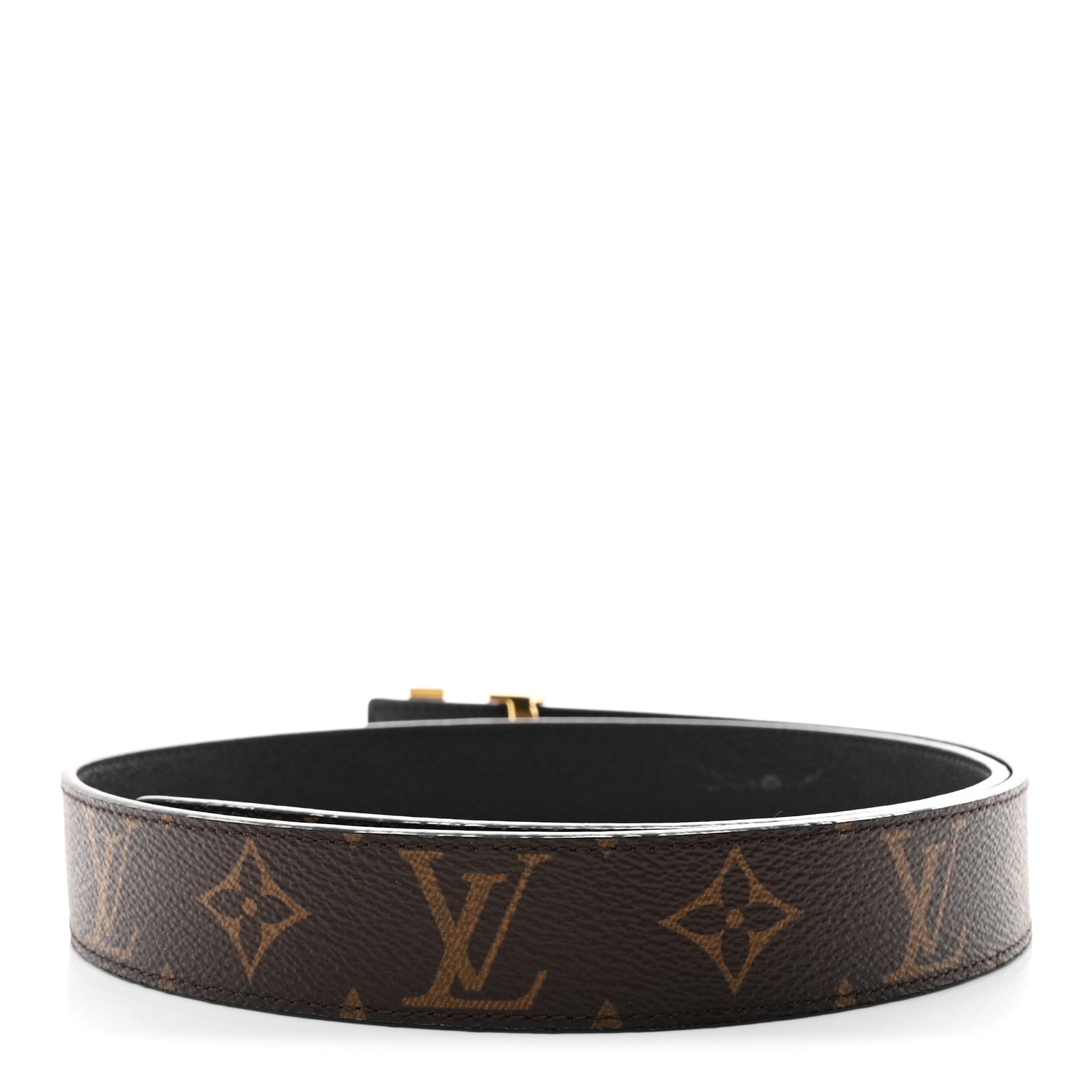 Louis Vuitton Calfskin Monogram LV Initiales Reversible Belt 80 32 Black 2 of 7