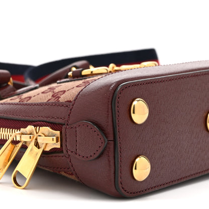 Gucci Monogram Textured Dollar Calfskin Mini Horsebit 1955 Top Handle Bag Sahara Rubino Chardonnay 10 of 11