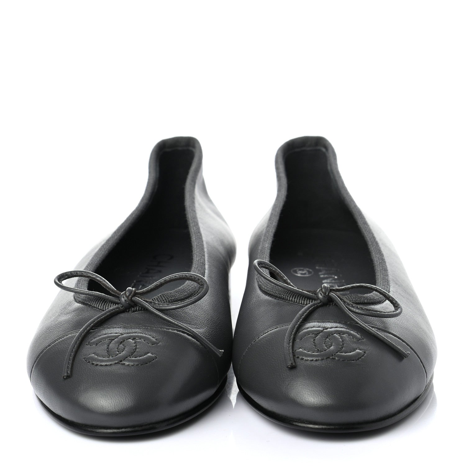 Chanel Lambskin Cap Toe Ballerina Flats 35.5 Grey 2 of 8