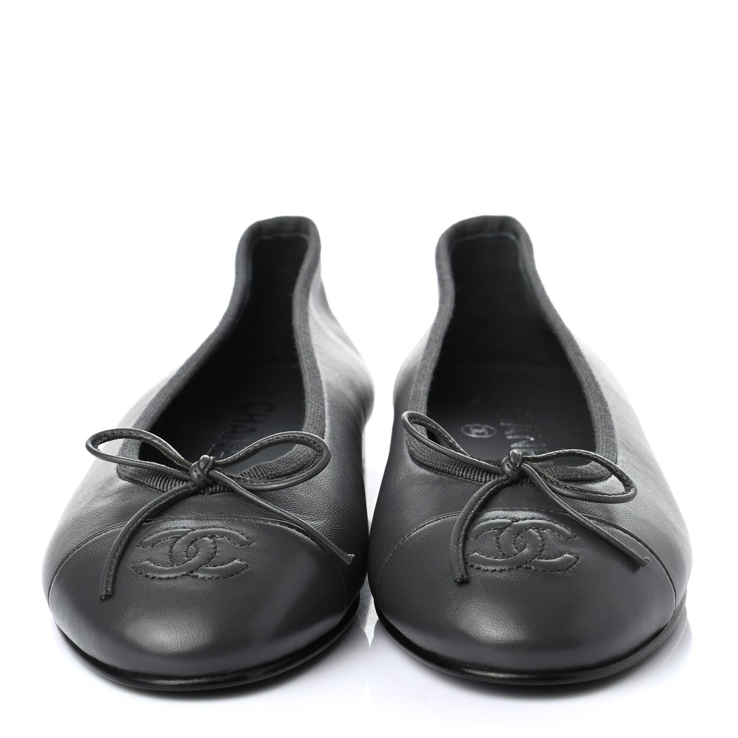 Lambskin Cap Toe Ballerina Flats 35.5 Grey