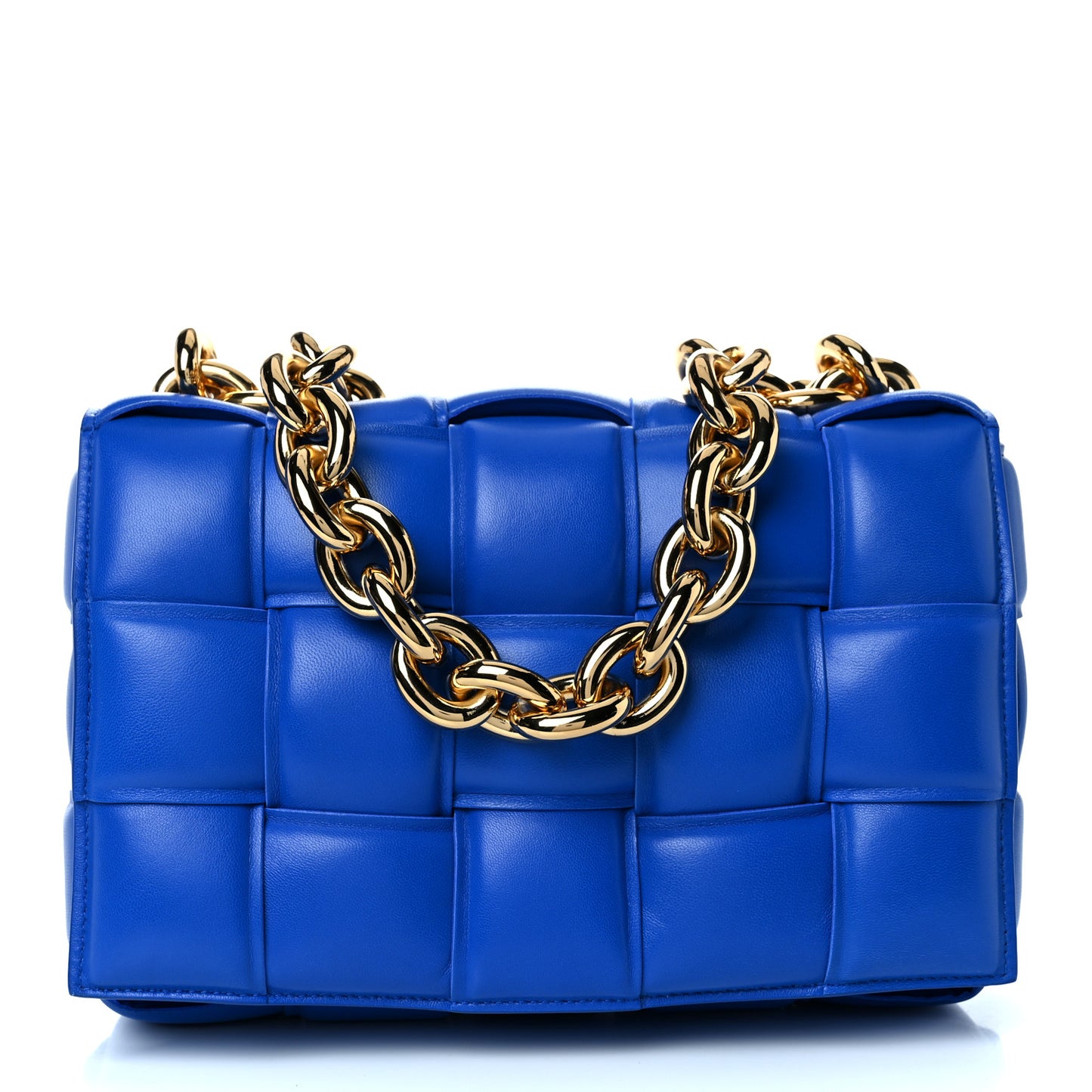 Lambskin Maxi Intreccio Padded Chain Cassette Crossbody Bag Cobalt
