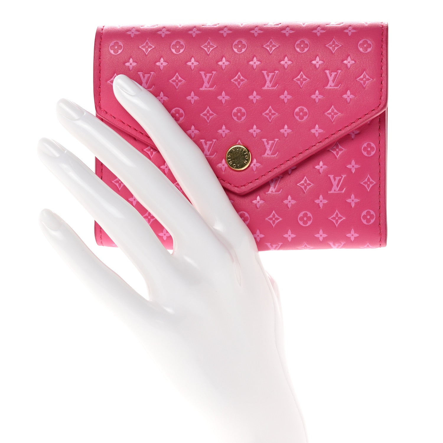 Louis Vuitton Calfskin Nanogram Embossed Victorine Wallet Rose 2 of 6
