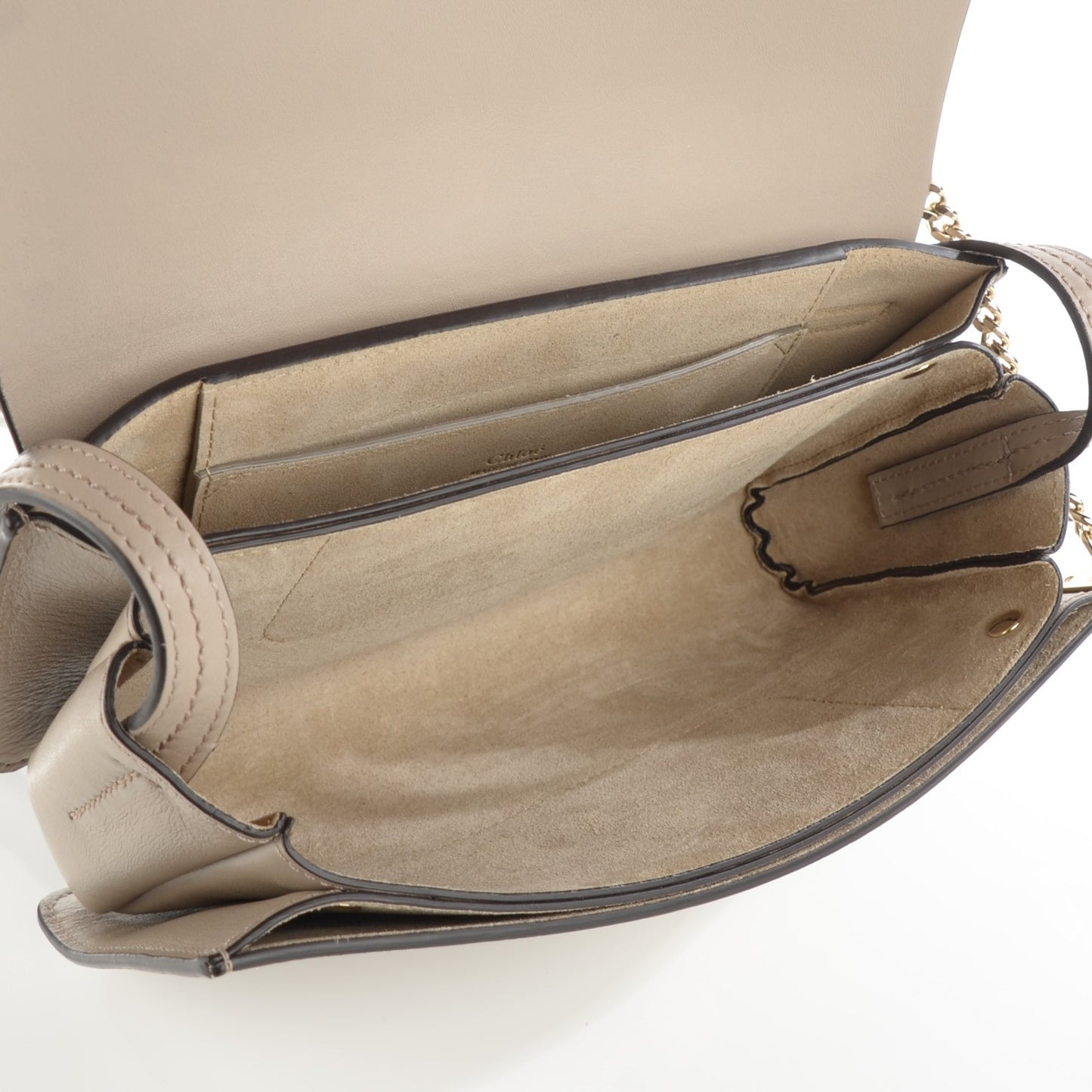 Suede Calfskin Small Faye Shoulder Bag Motty Grey