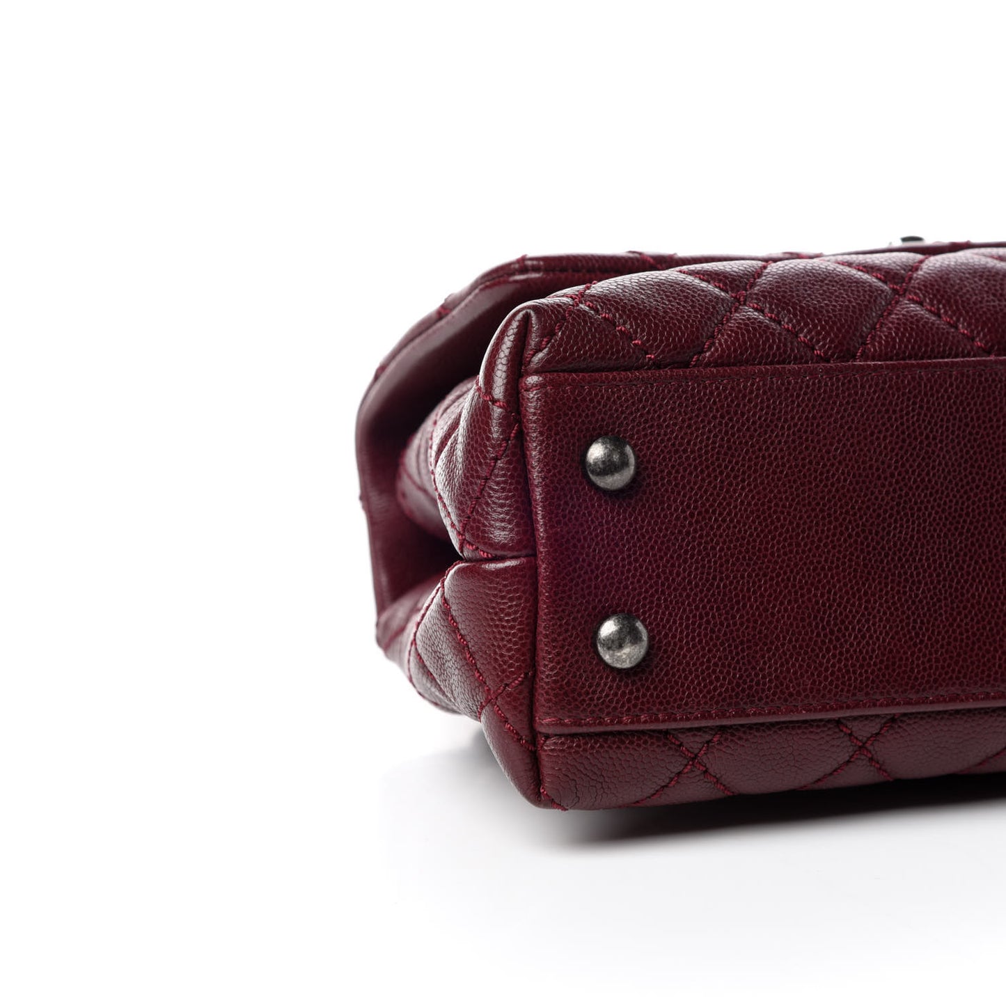 Caviar Quilted Mini Coco Handle Flap Burgundy