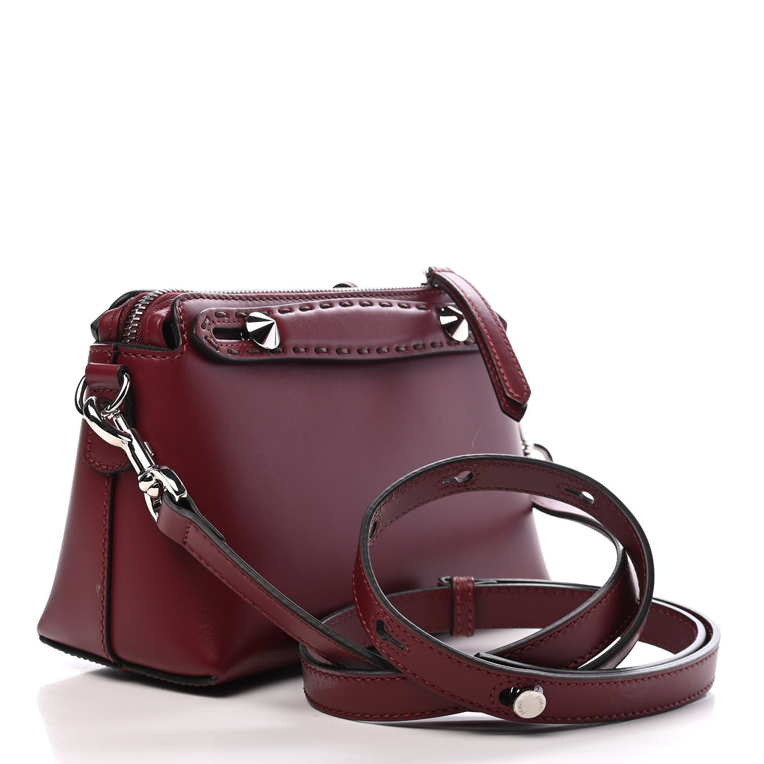 Fendi Vitello King Logo Embossed Mini By The Way Boston Bag Barolo 2 of 10