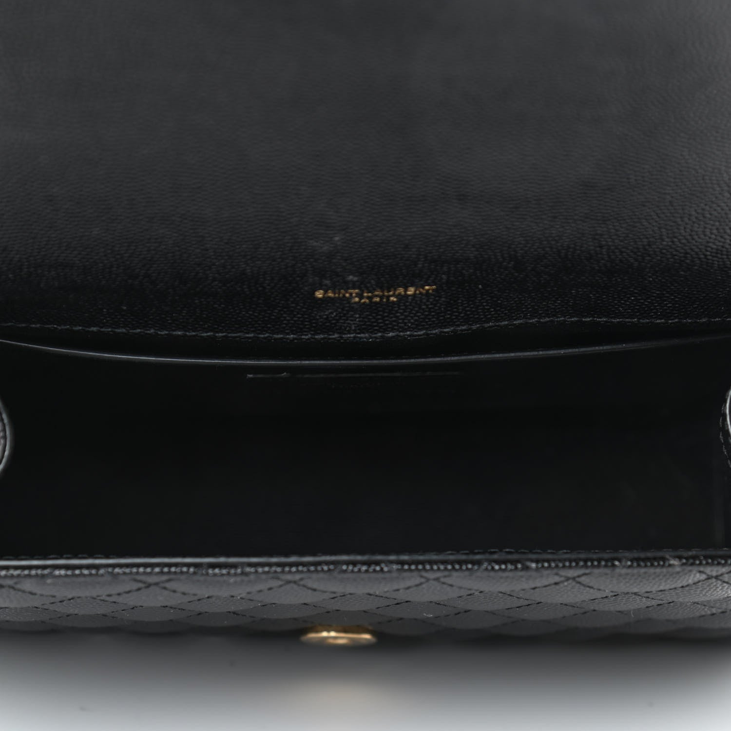 Saint Laurent Grain De Poudre Textured Mixed Matelasse Triquilt Medium Monogram Satchel Black 4 of 4