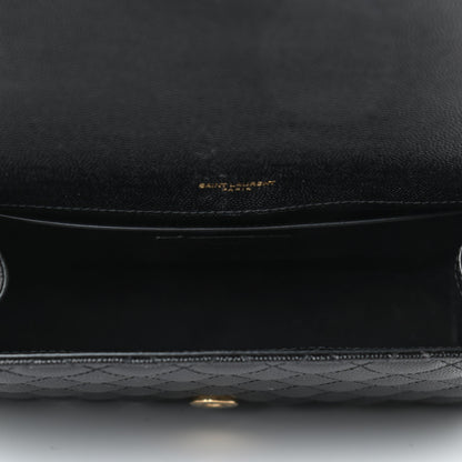 Saint Laurent Grain De Poudre Textured Mixed Matelasse Triquilt Medium Monogram Satchel Black 4 of 4