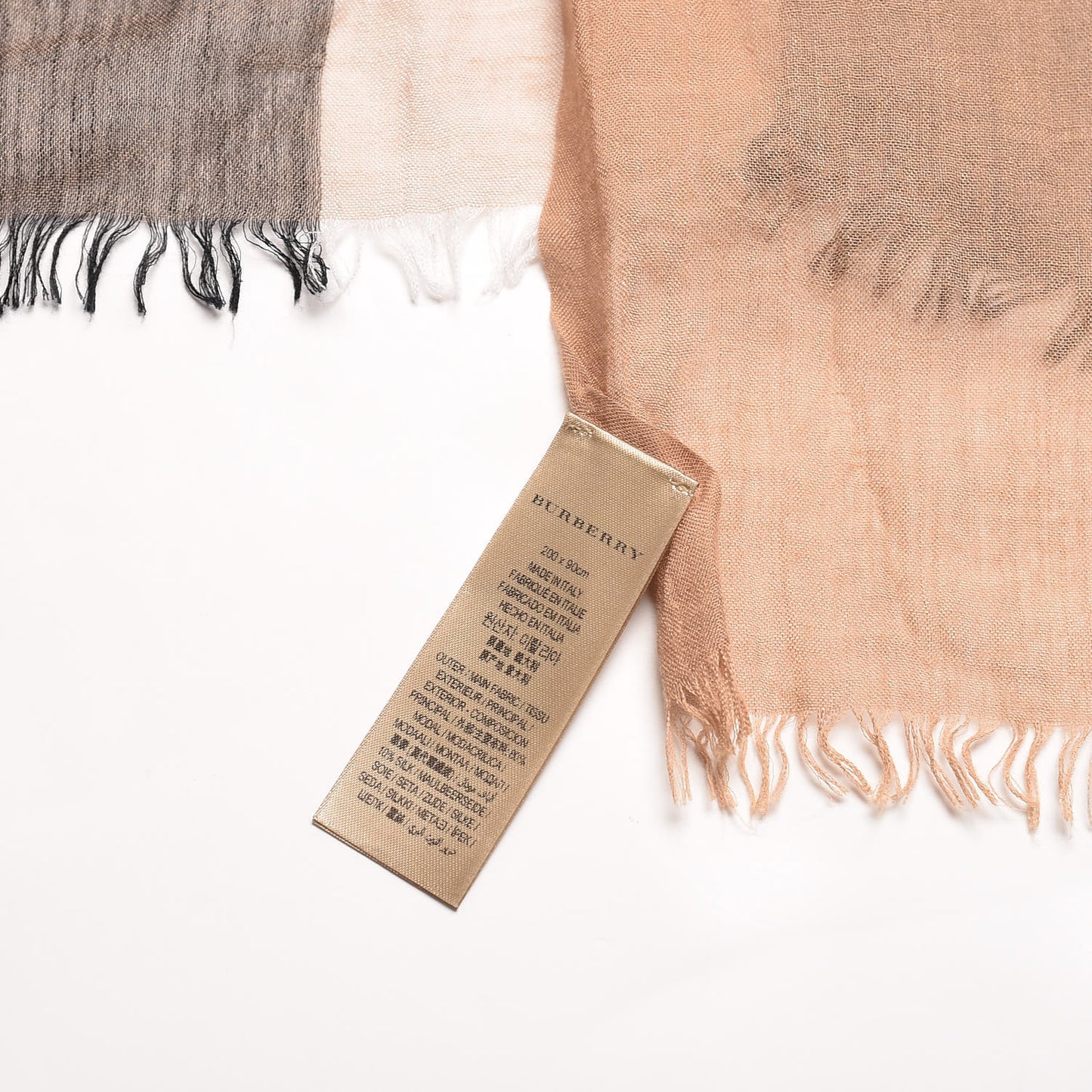 Modal Silk Mega Check Lightweight Scarf Camel