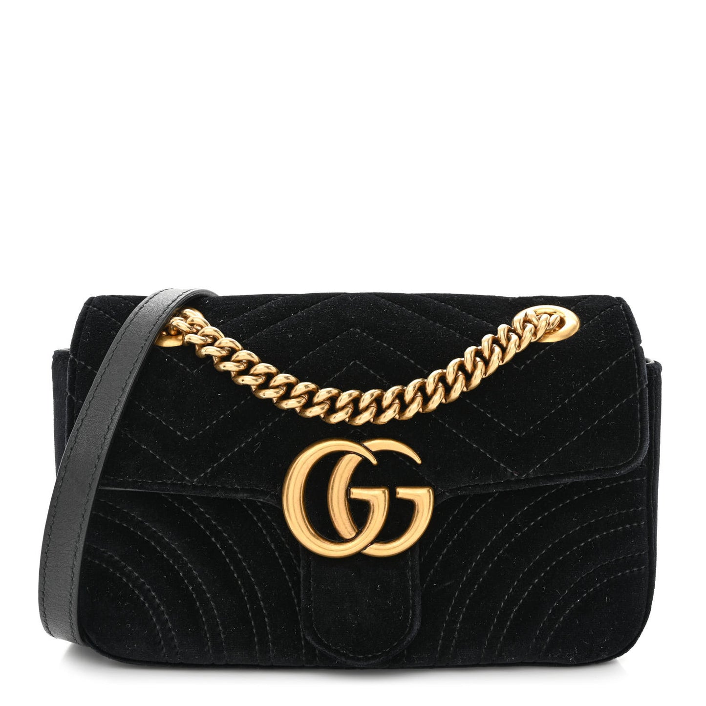 Velvet Matelasse Mini GG Marmont Shoulder Bag Black