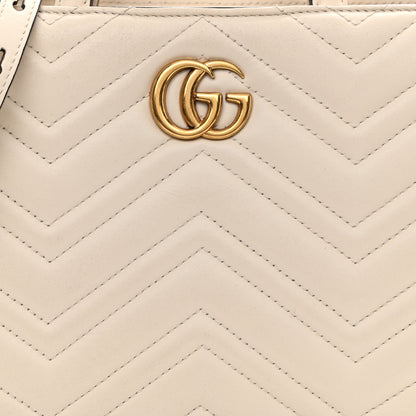 Gucci Calfskin Matelasse Small GG Marmont Tote White 6 of 16