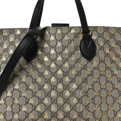 Gucci Soft GG Supreme Monogram Bees Medium Crossbody Tote Beige Oro Black 8 of 10