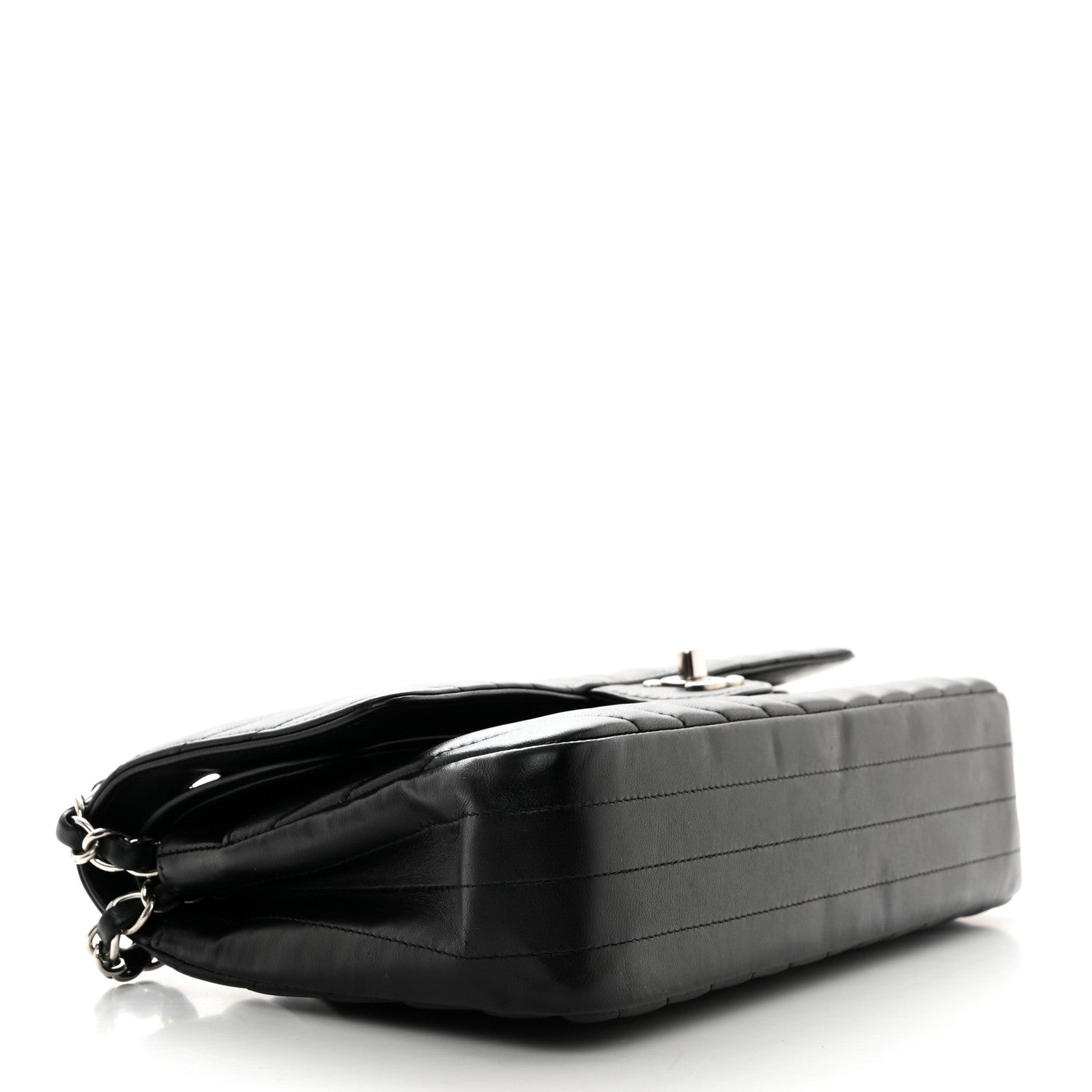 Chanel Lambskin Chevron Quilted Medium Double Flap Black 4 of 10