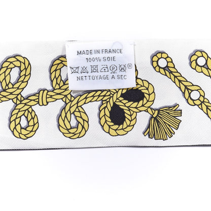 Hermes Silk Galons Et Brandebourg Twilly Black Gold White 2 of 4