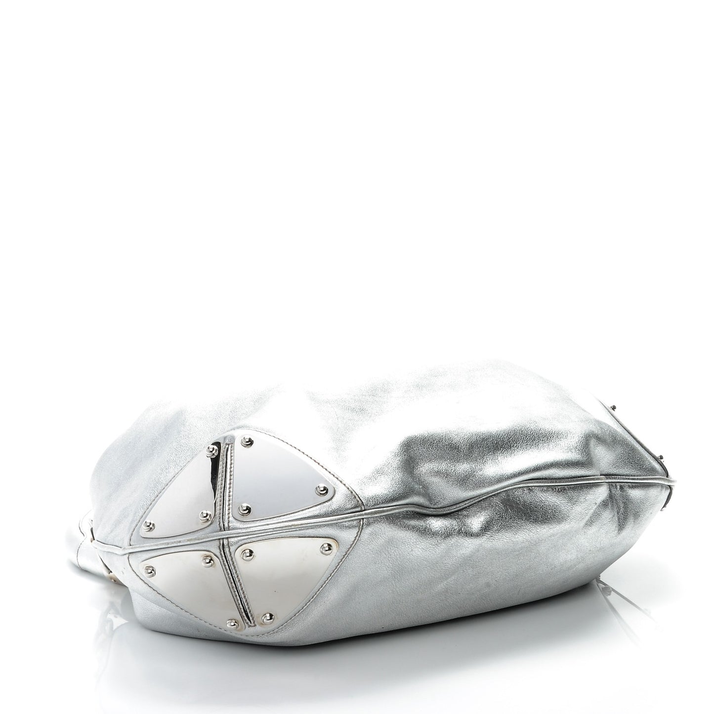 Metallic Calfskin Large Indy Top Handle Hobo Silver