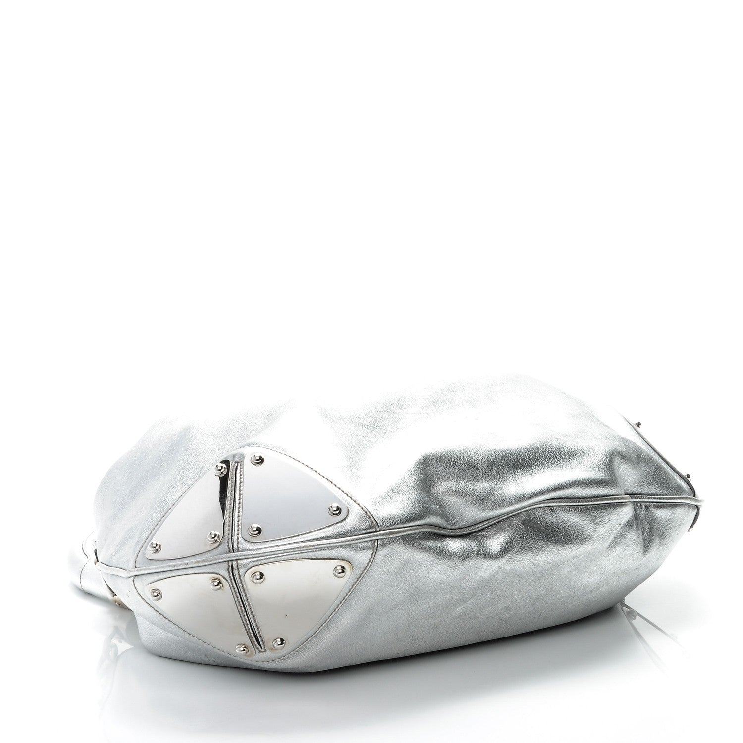 Gucci Metallic Calfskin Large Indy Top Handle Hobo Silver 4 of 8