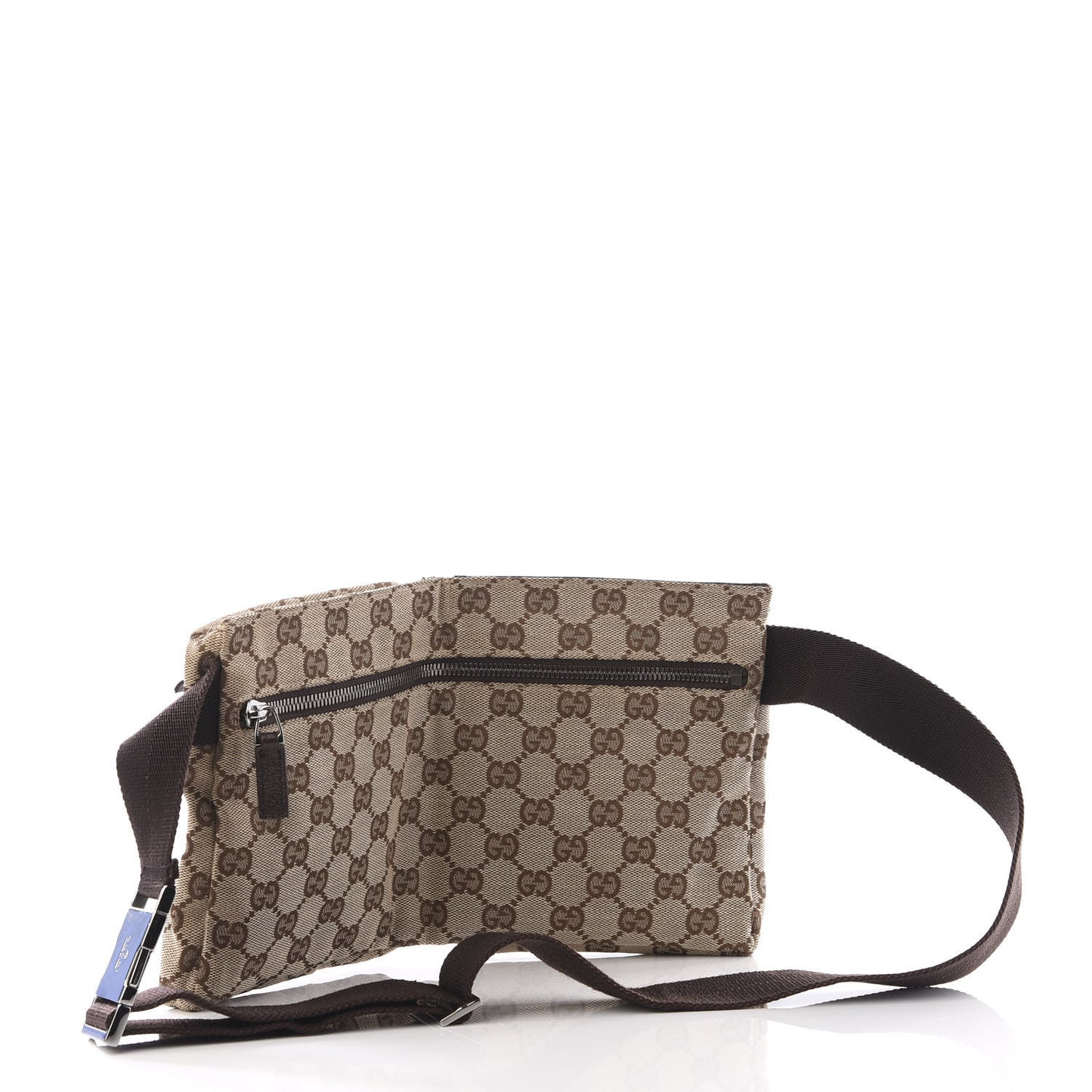 GG Monogram Double Pocket Belt Bag Dark Brown