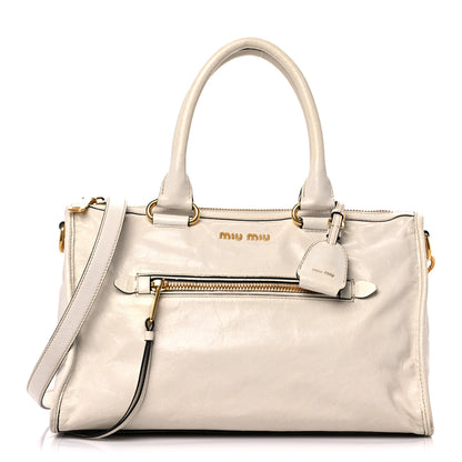 Miu Miu Vitello Shine Zip Tote Quarzo 1 of 17