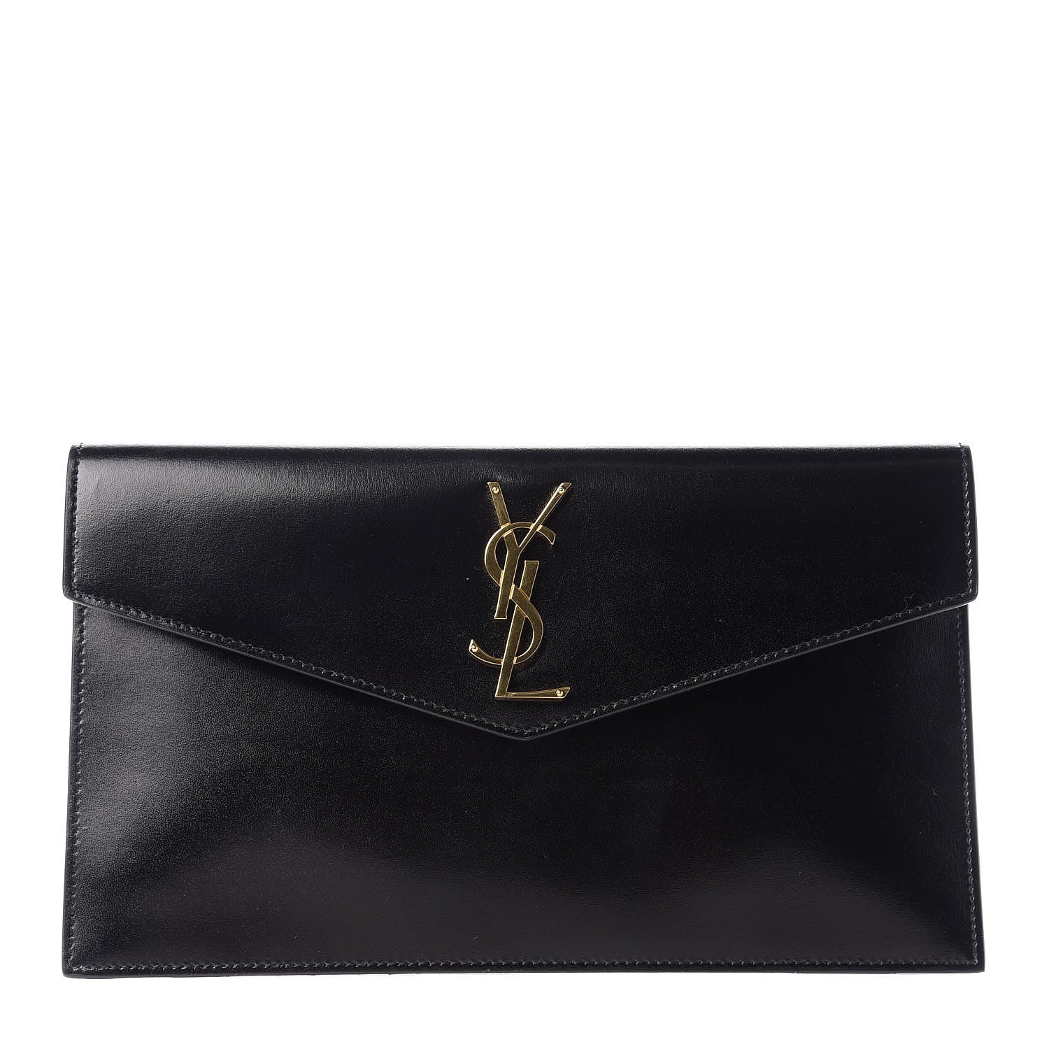 Saint Laurent Smooth Shiny Calfskin Monogram Uptown Pouch Black 1 of 10