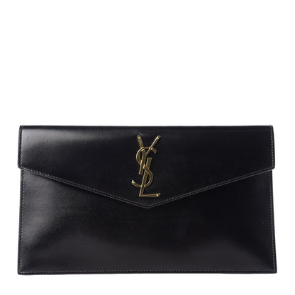 Saint Laurent Smooth Shiny Calfskin Monogram Uptown Pouch Black 1 of 10
