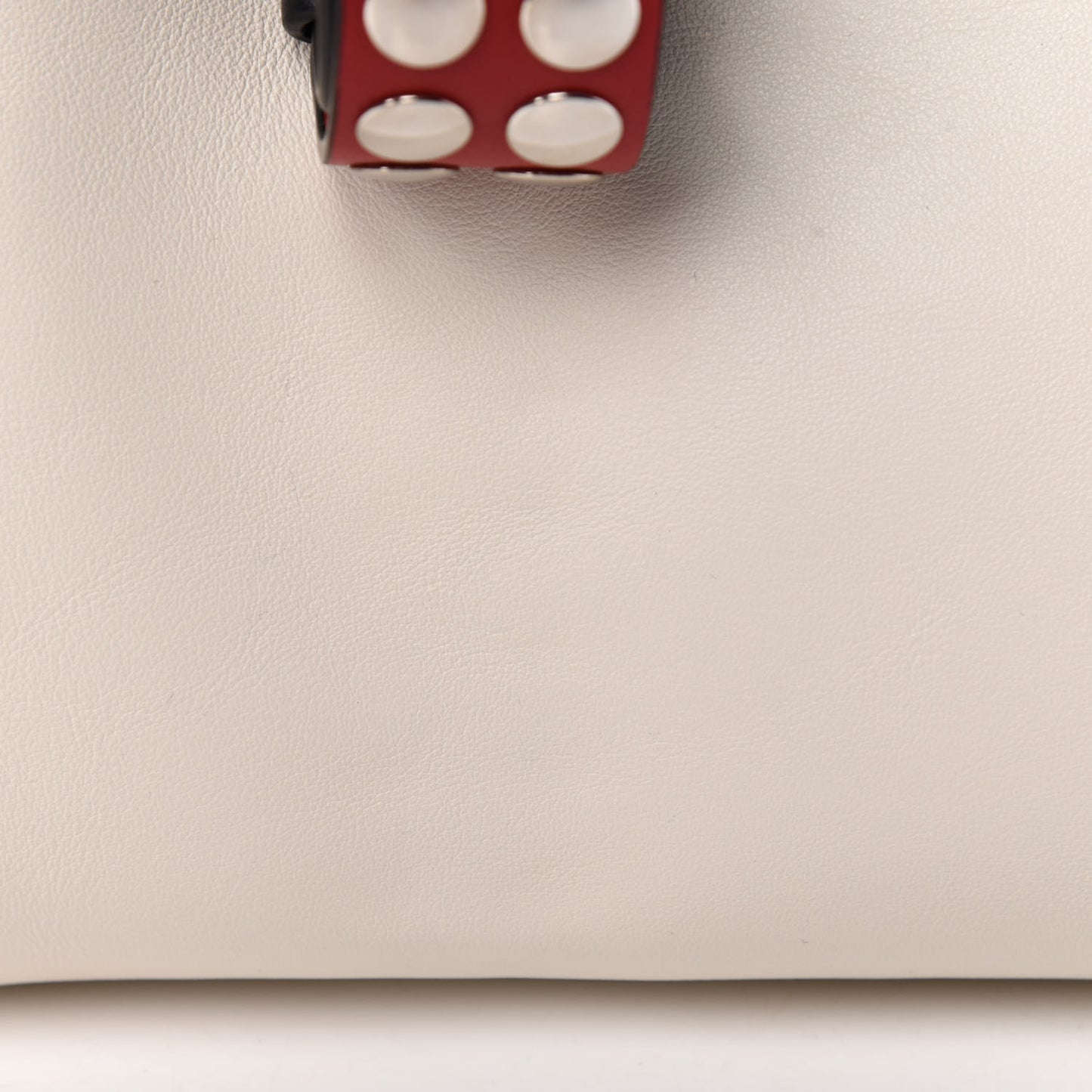 Calfskin Studded Concept Top Handle Bag White