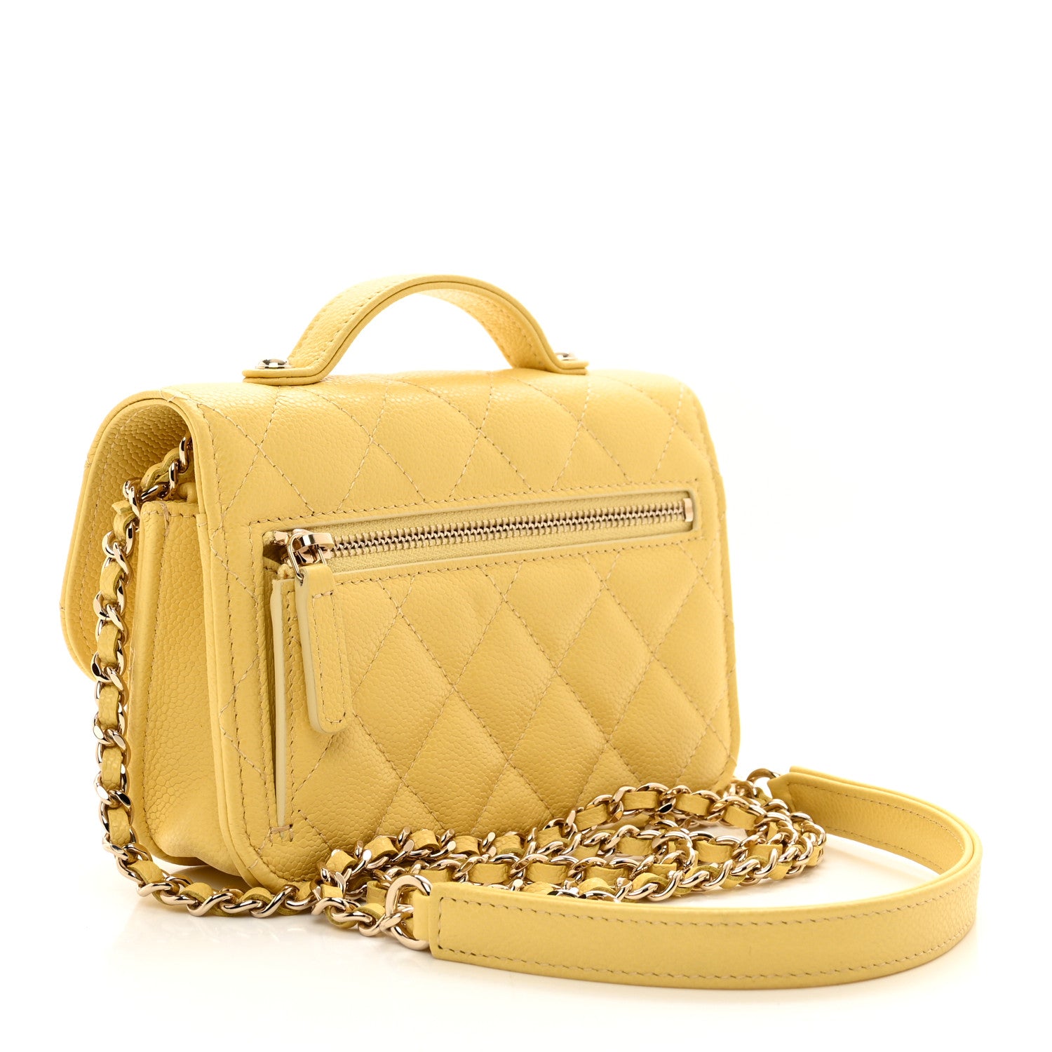 Chanel Caviar Quilted Business Affinity Clutch With Chain Flap Yellow 3 of 12