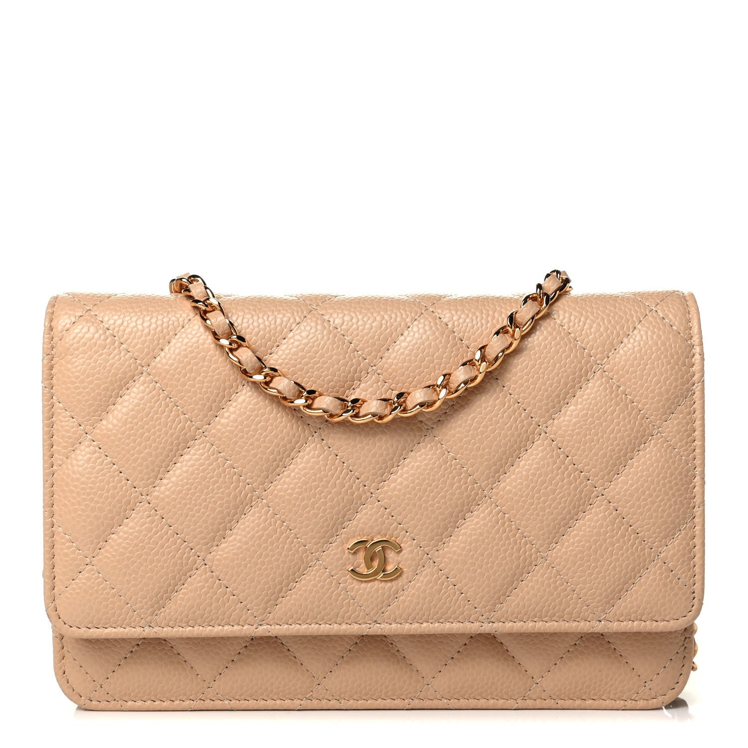 Chanel Caviar Quilted Wallet On Chain WOC Beige 1 of 4