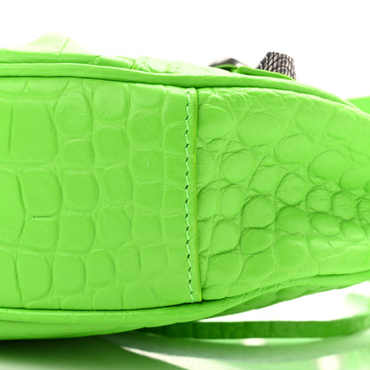 Balenciaga Extra Supple Calfskin Crocodile Embossed Le Cagole Shoulder Bag XS Acid Green 9 of 9