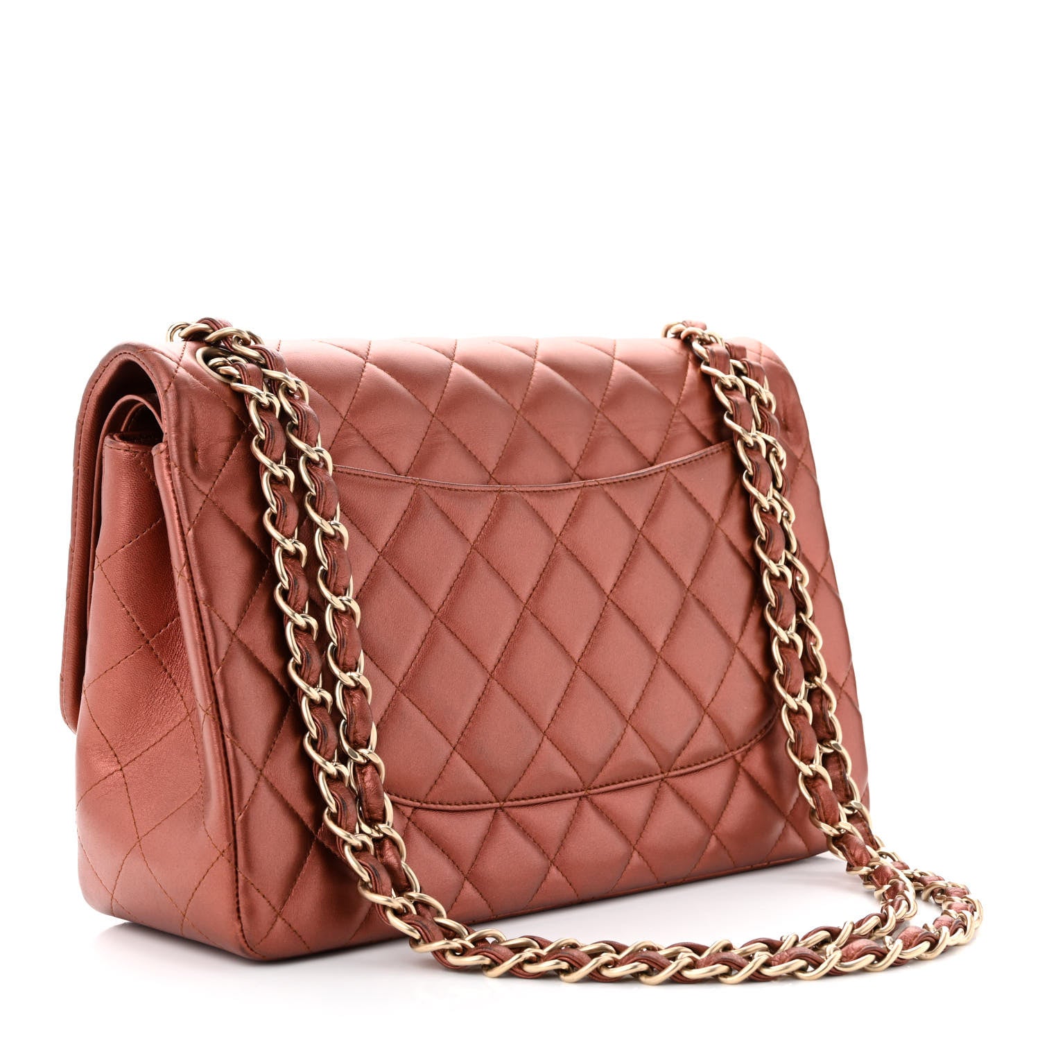 Chanel Metallic Lambskin Quilted Jumbo Double Flap Copper 3 of 12