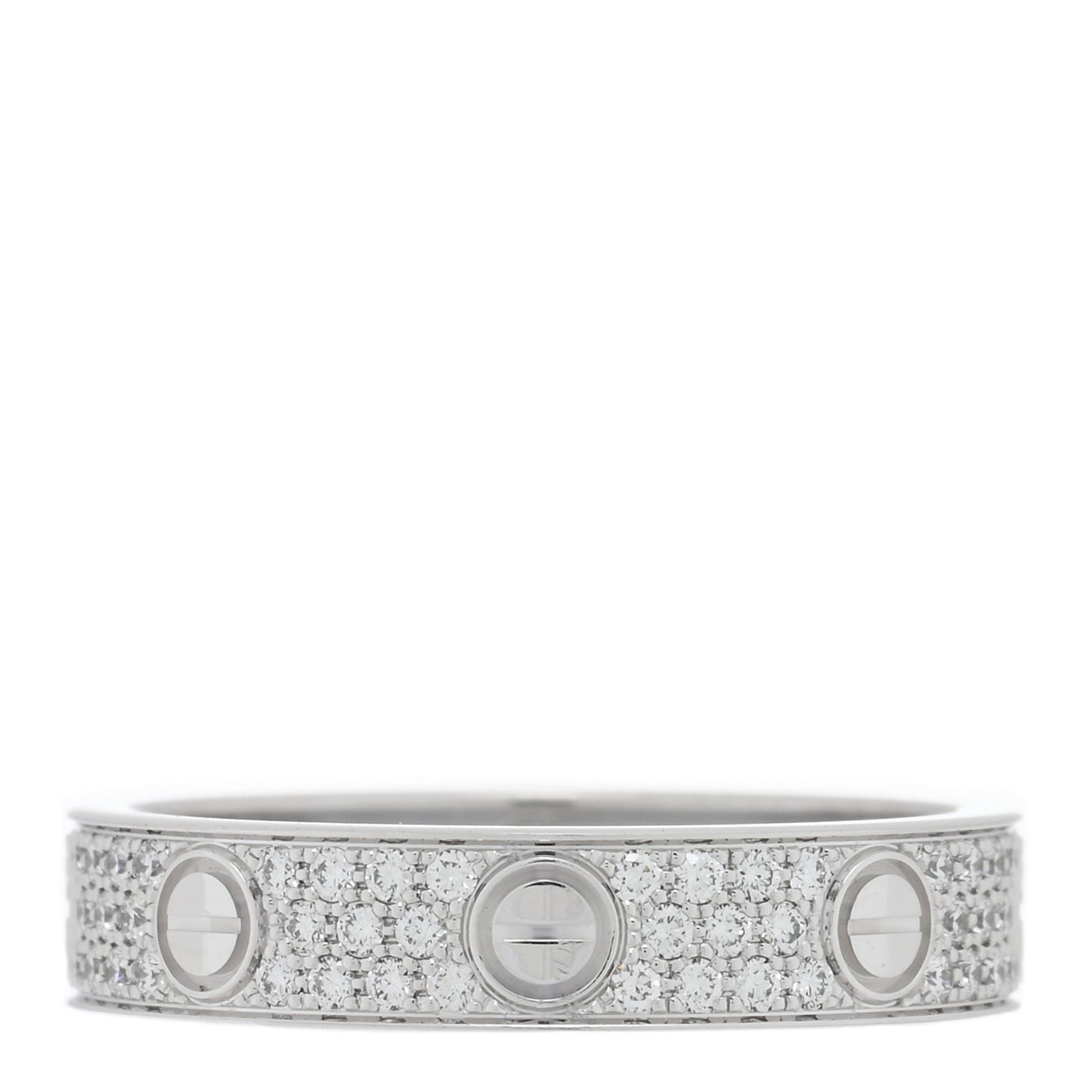 18K White Gold Diamond 4mm LOVE Wedding Paved Band Ring 50 5.25