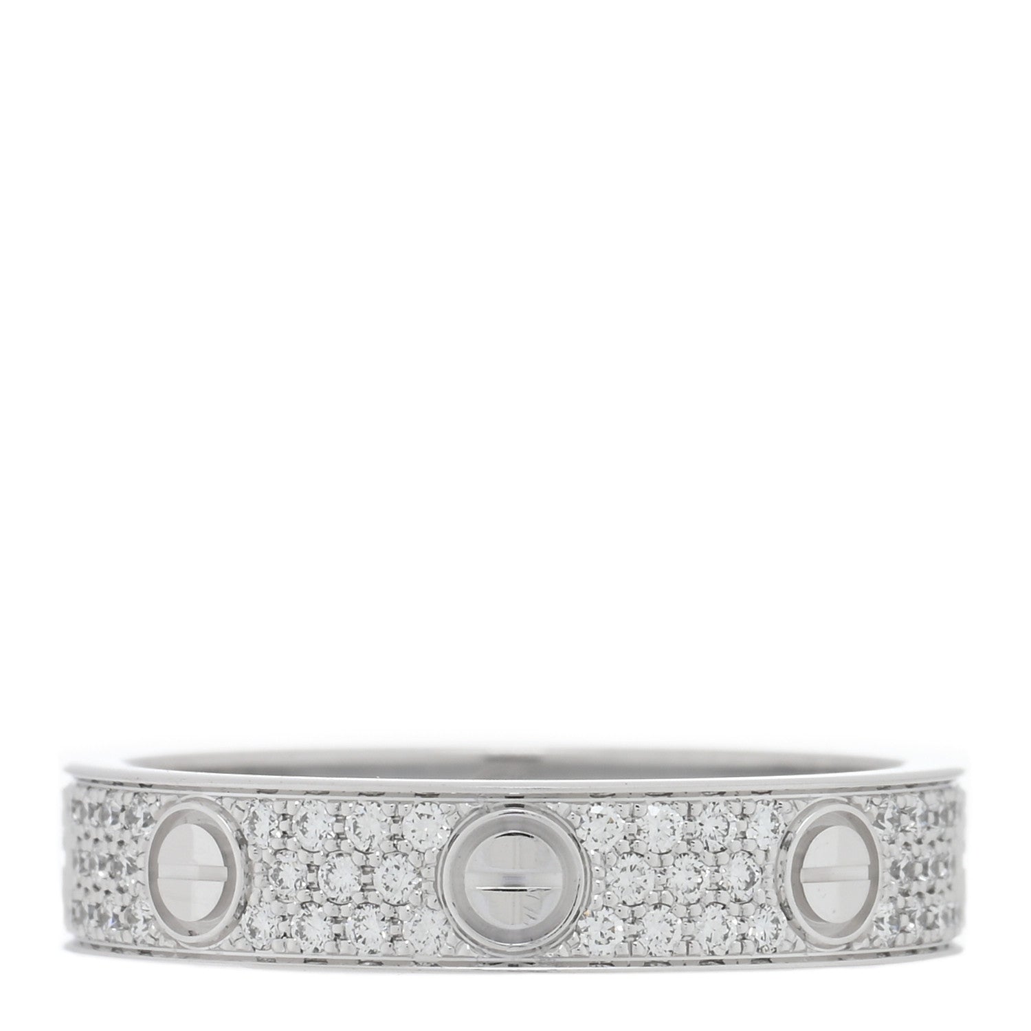 Cartier 18K White Gold Diamond 4mm LOVE Wedding Paved Band Ring 50 5.25 1 of 5