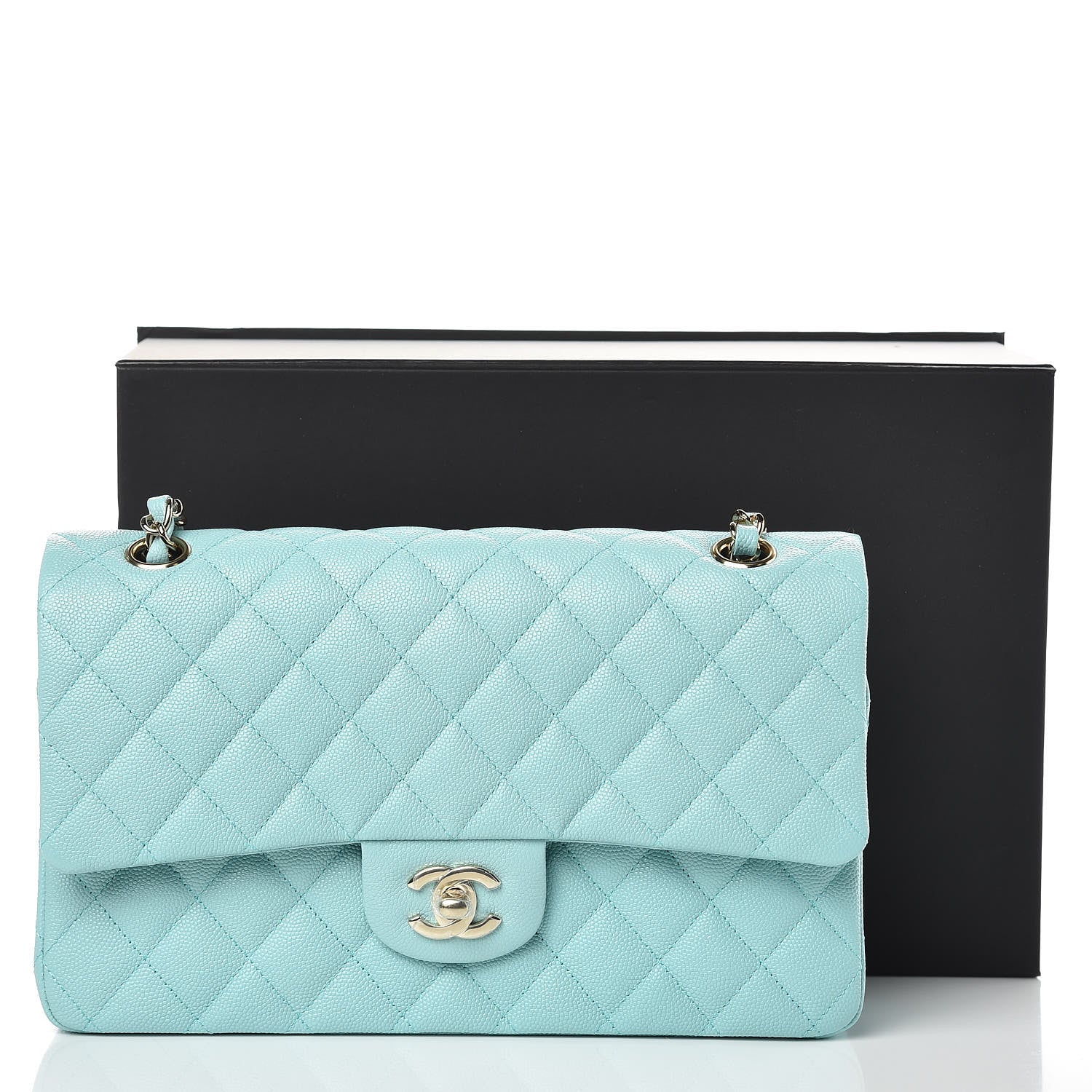 Chanel Caviar Quilted Medium Double Flap Light Blue 10 of 10