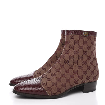 Gucci GG Monogram Lizard Mens GG Ankle Boots 9 Sahara Rubino Bright Bordeaux 3 of 9