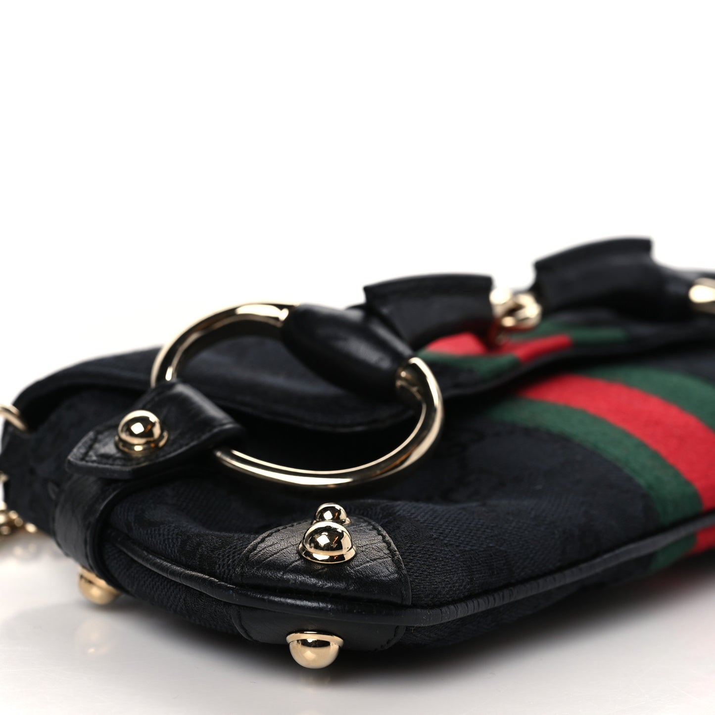 Monogram Web Horsebit Chain Clutch Black