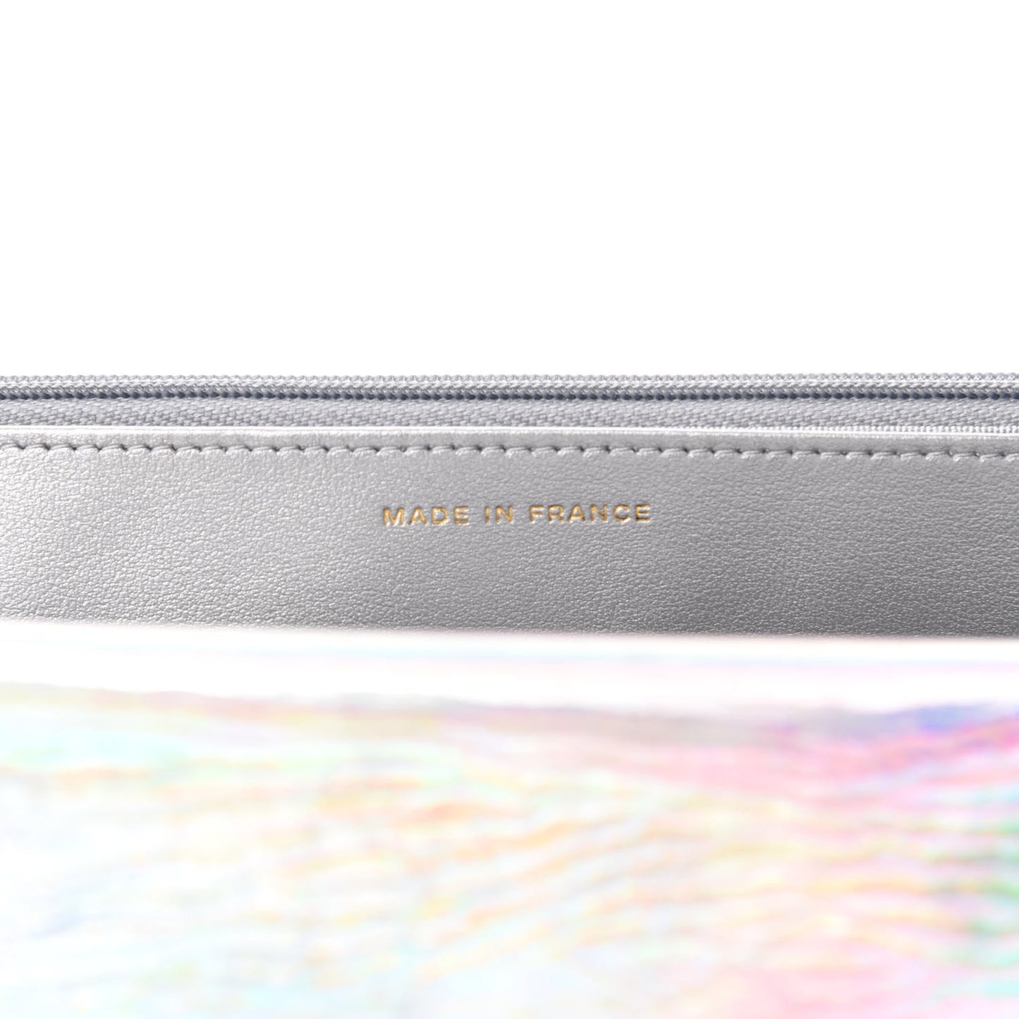 Iridescent Goatskin Quilted Wallet On Chain WOC Silver
