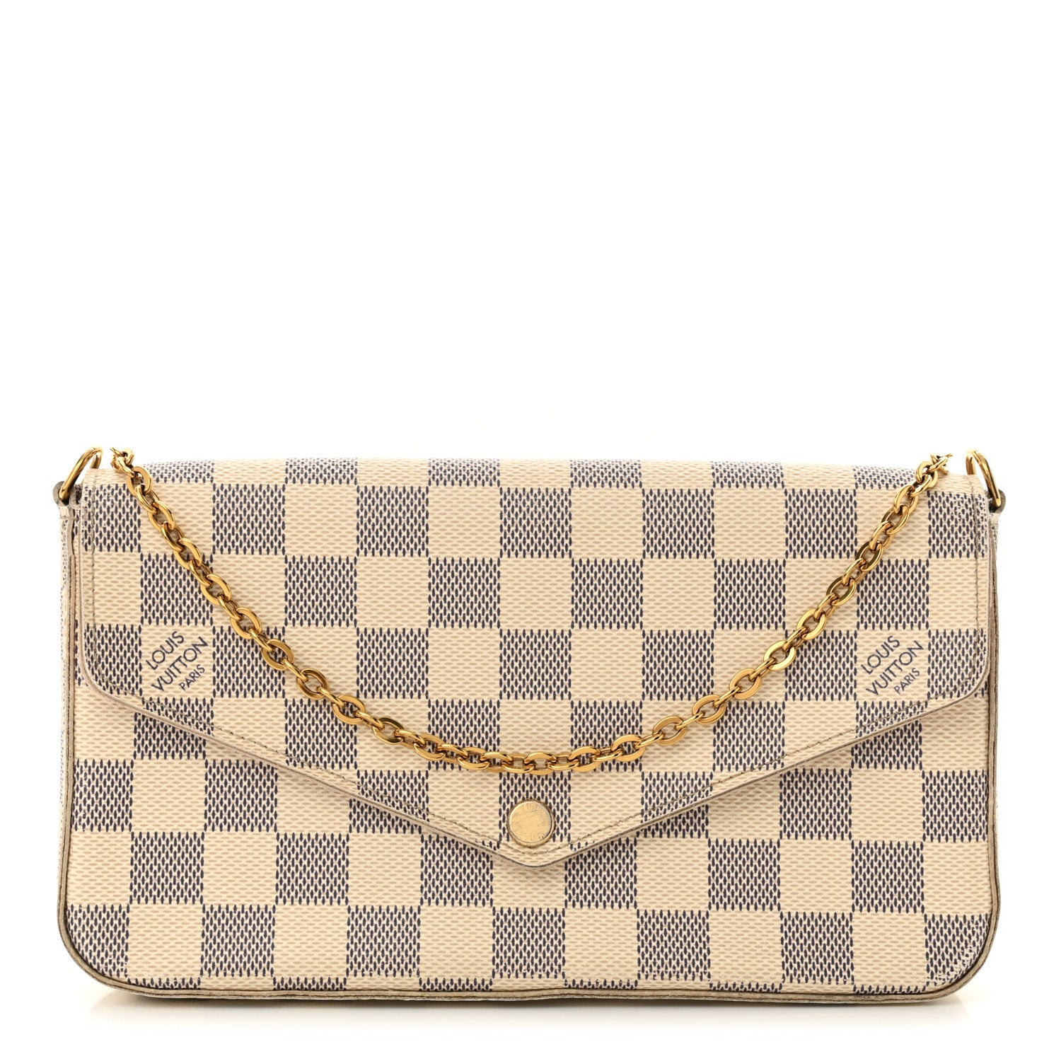 Louis Vuitton Damier Azur Pochette Felicie Chain Wallet Rose Ballerine 1 of 15