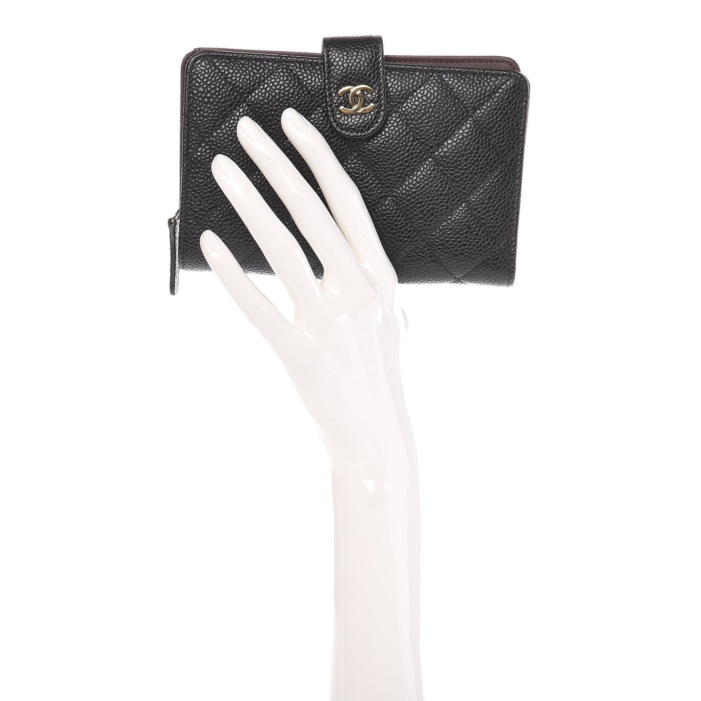 Caviar Quilted Zipped Pocket Wallet Black