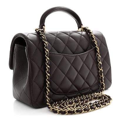 Chanel Lambskin Quilted Mini Top Handle Rectangular Flap Burgundy 3 of 11