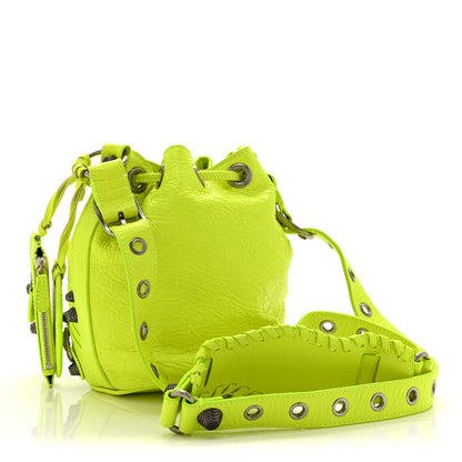 Balenciaga Agneau Arena Le Cagole Bucket Bag XS Fluo Yellow 3 of 10