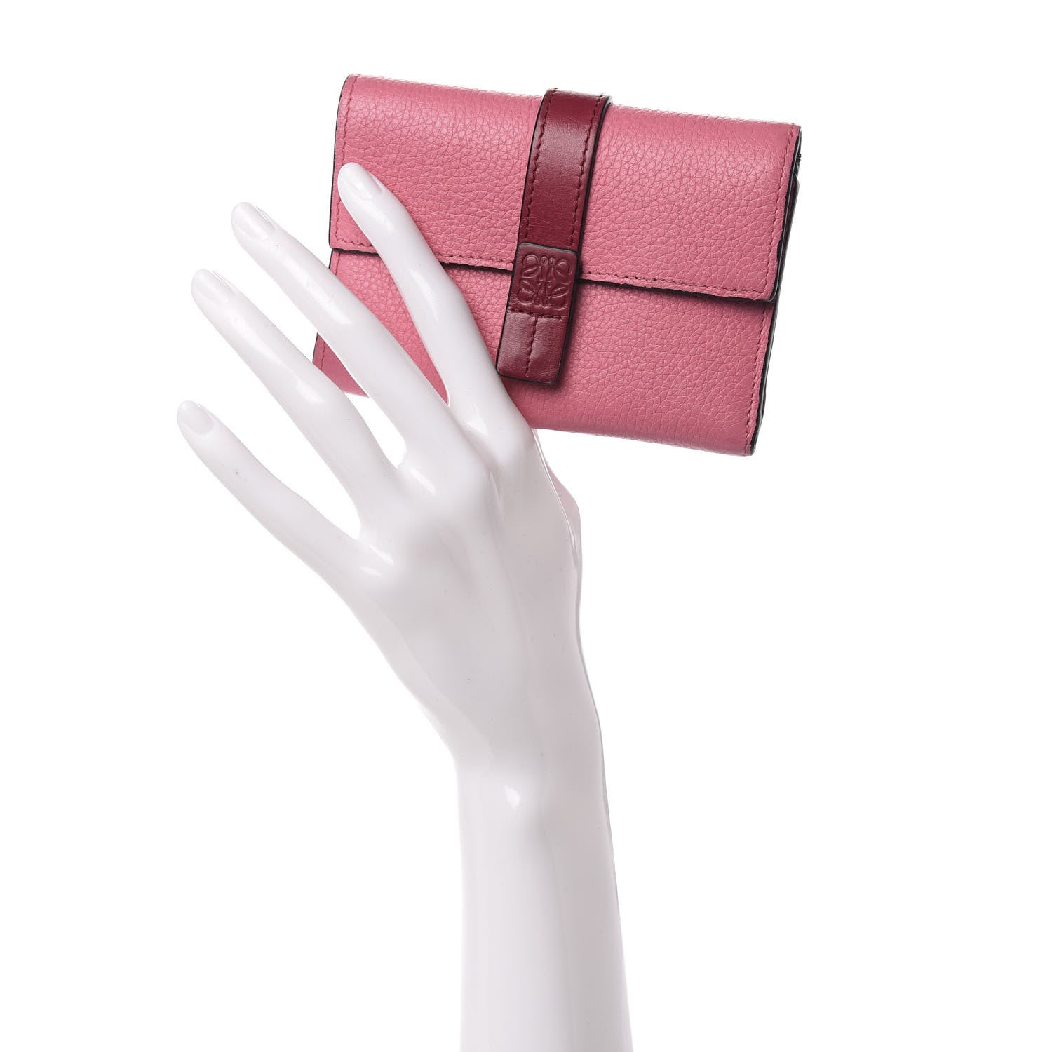 Loewe Grained Calfskin Compact Zip Wallet Wild Rose Raspberry 2 of 9