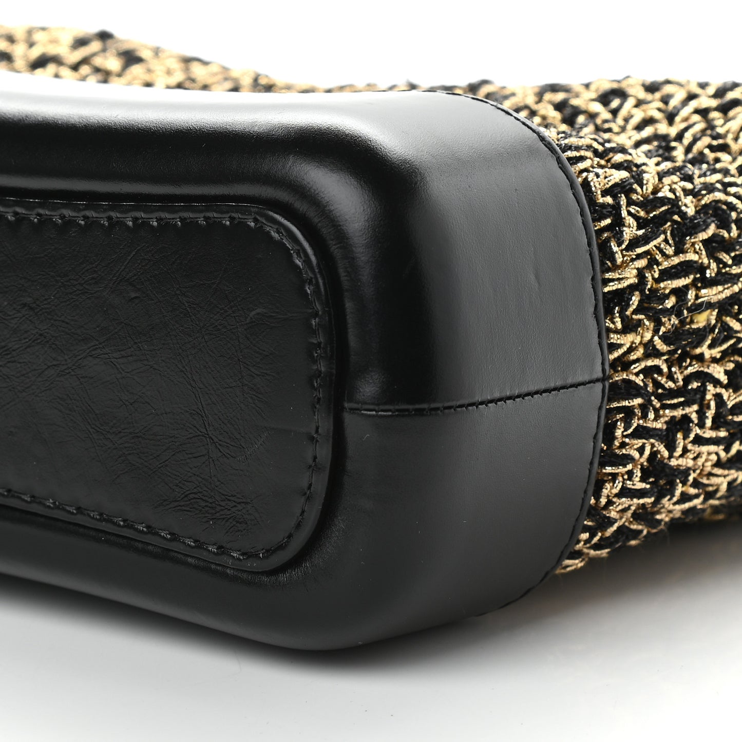 Tweed Calfskin Quilted Small Gabrielle Hobo Black Gold