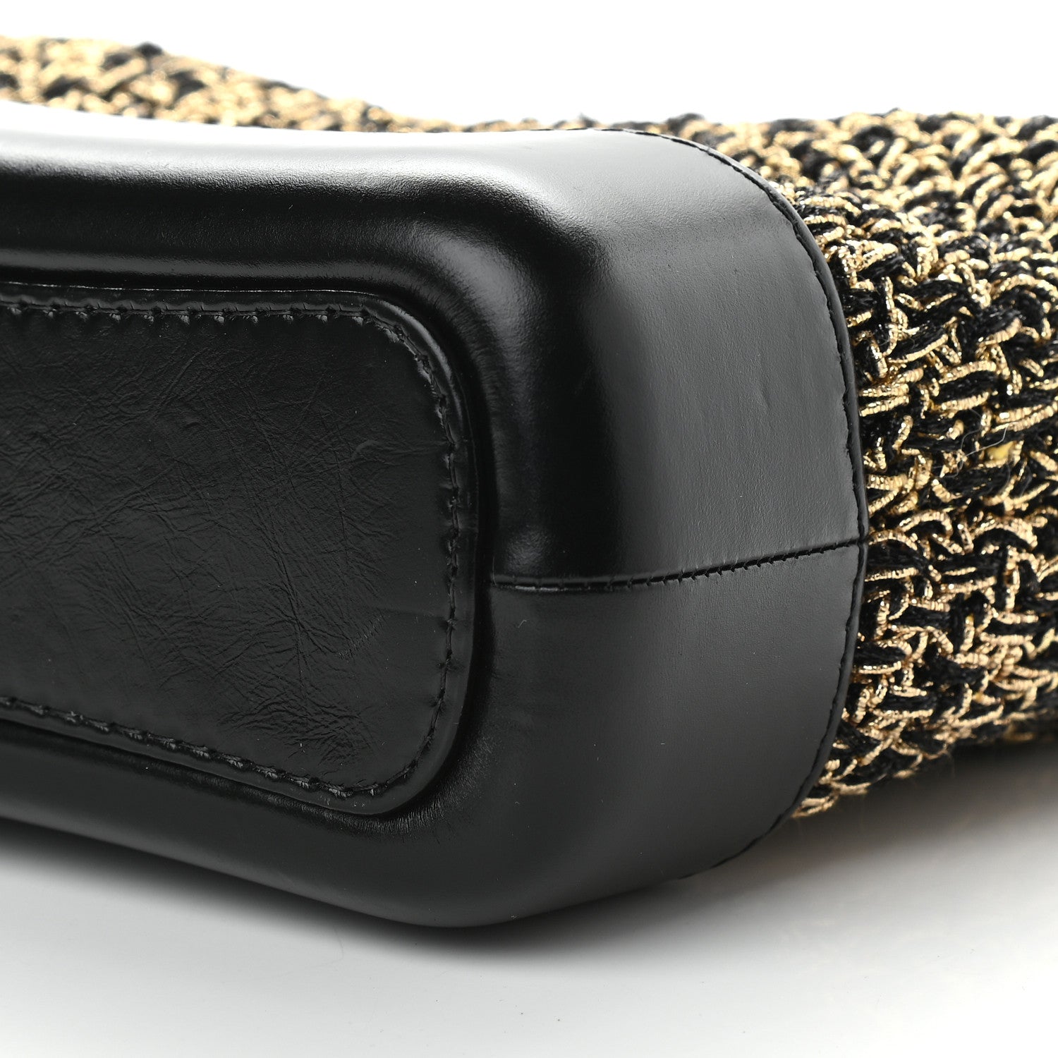 Chanel Tweed Calfskin Quilted Small Gabrielle Hobo Black Gold 3 of 9