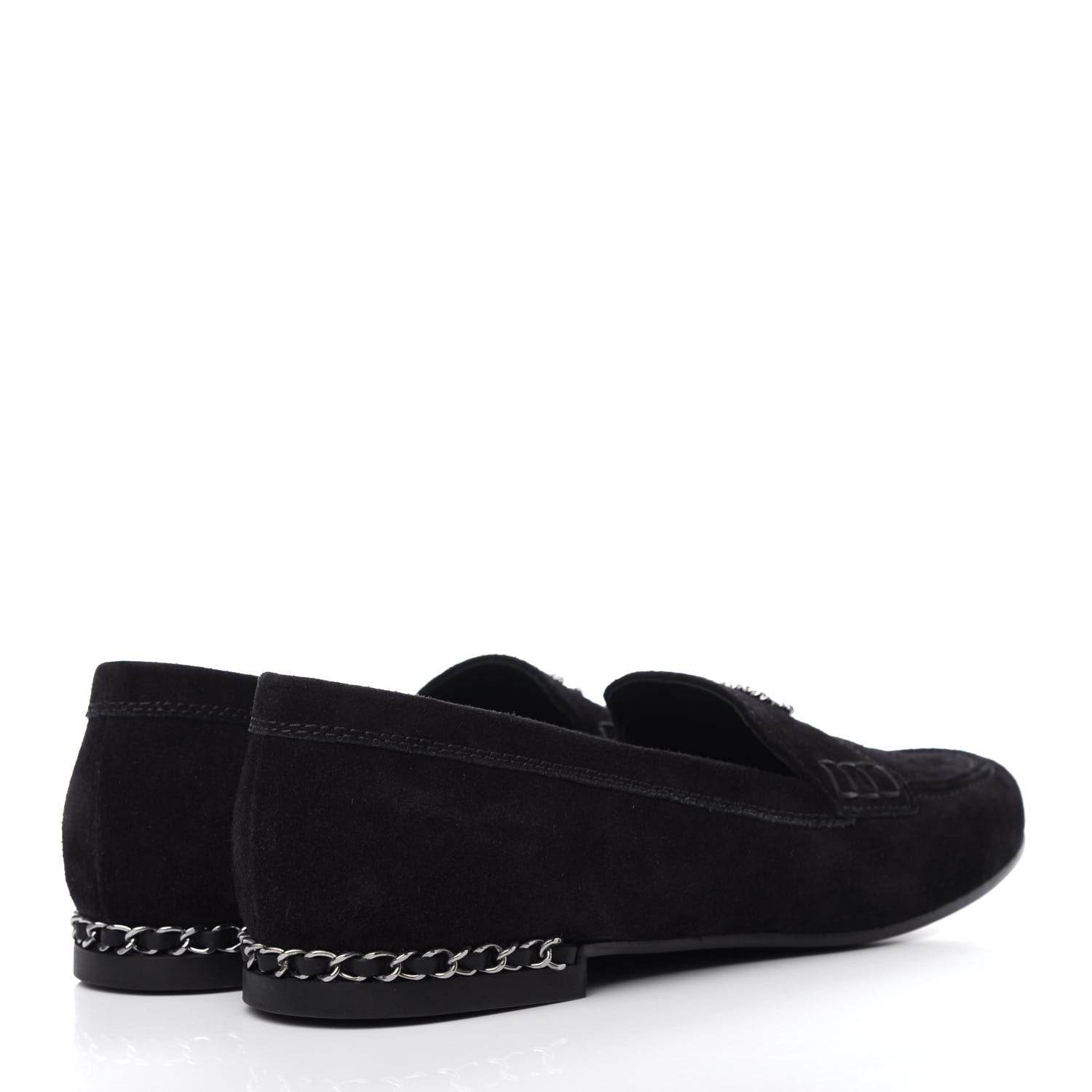 Chanel Suede Lambskin CC Chain Mocassin Loafers 40 Black 4 of 11