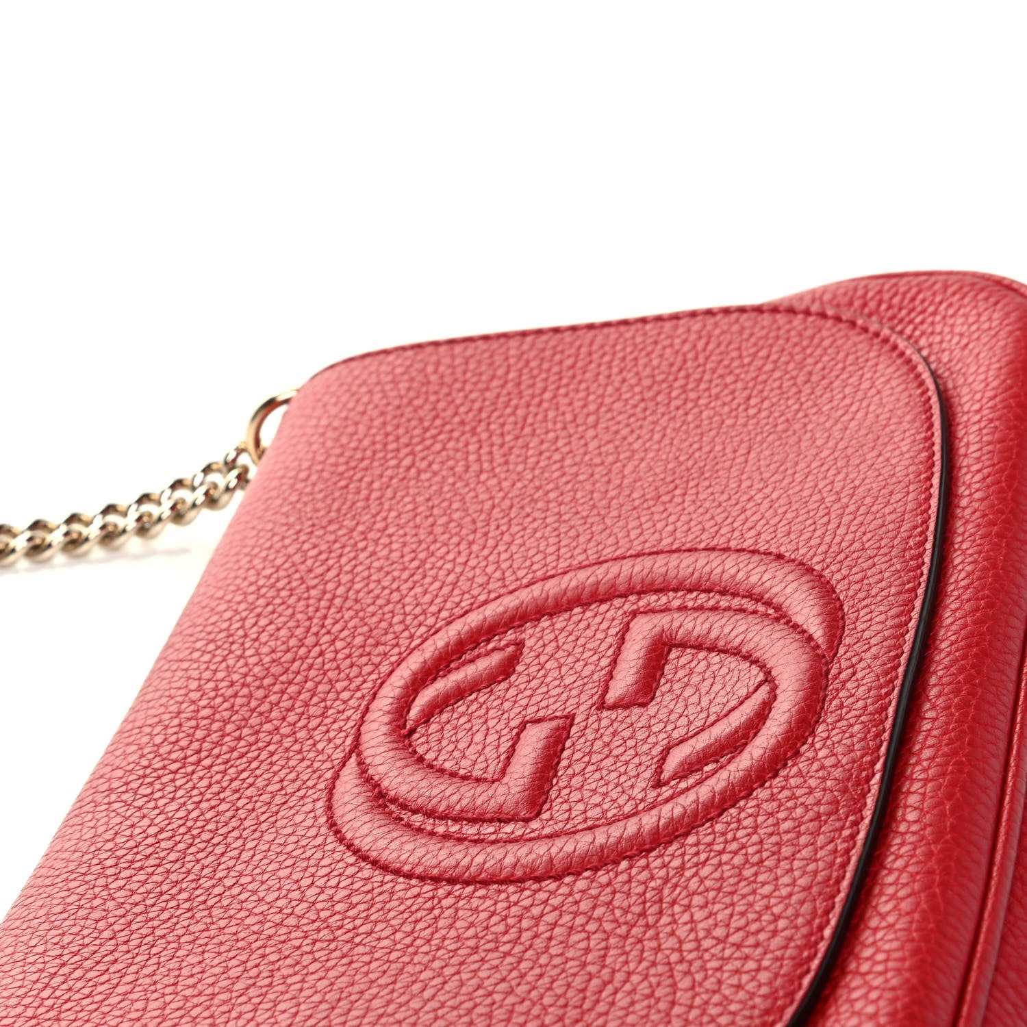 Gucci Pebbled Calfskin Medium Soho Flap Crossbody Tabasco Red 5 of 5