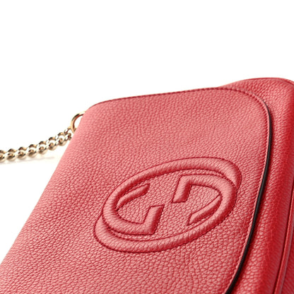 Gucci Pebbled Calfskin Medium Soho Flap Crossbody Tabasco Red 5 of 5