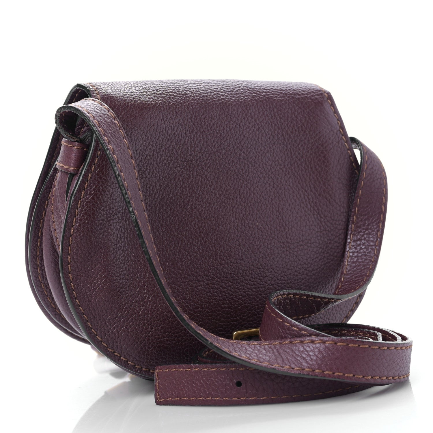 Chloe Grained Calfskin Small Marcie Saddle Bag Wild Purple 3 of 10