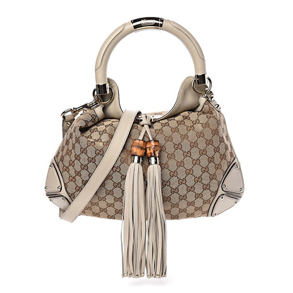 Gucci Monogram Medium Indy Top Handle Hobo Off White 1 of 11