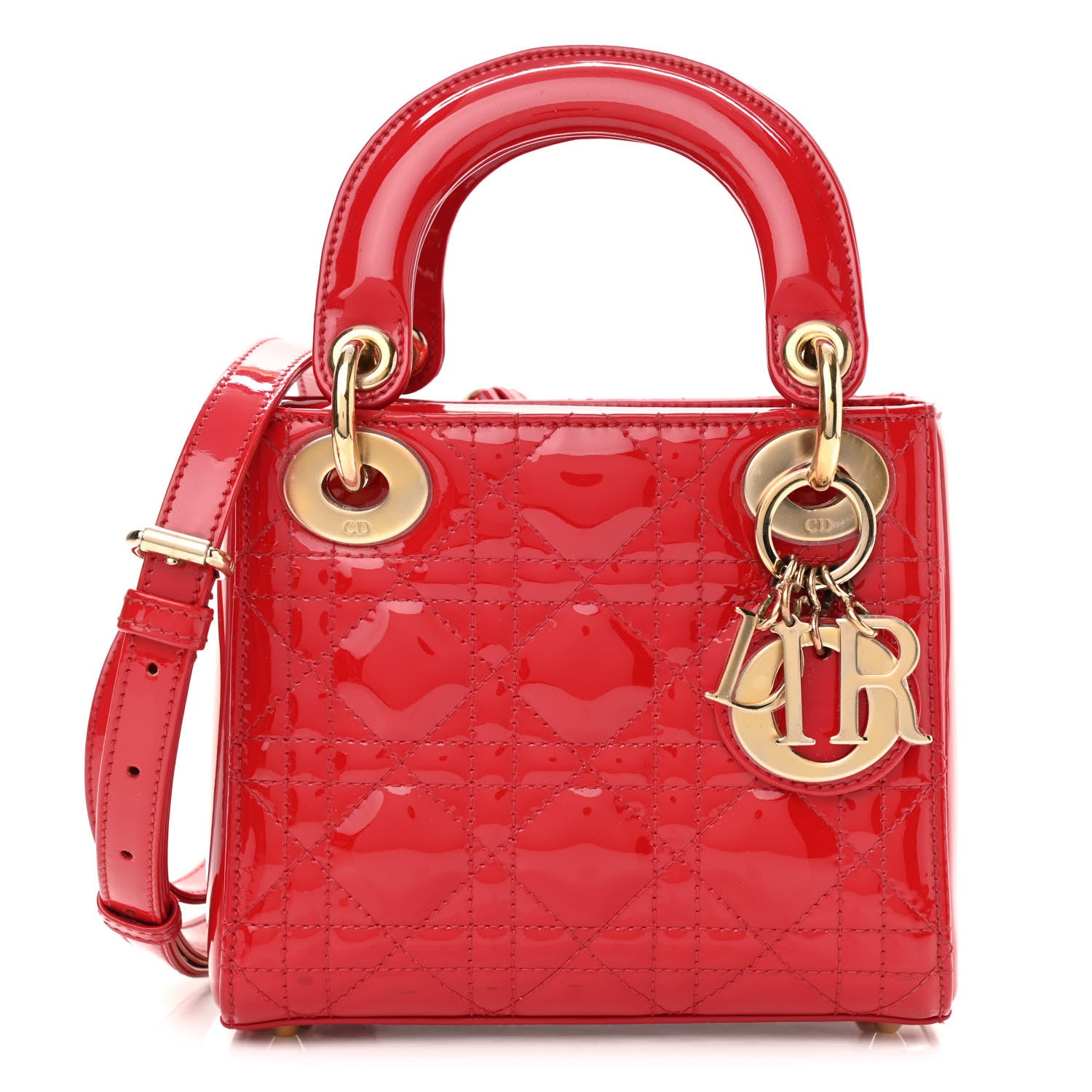 Christian Dior Patent Cannage Mini Lady Dior Red 1 of 10